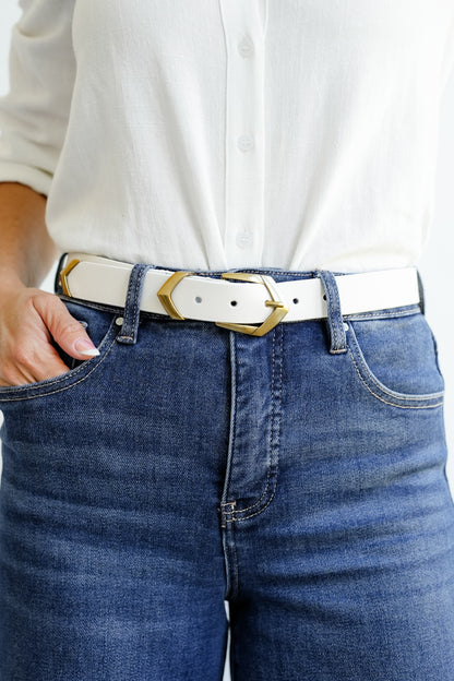 Angular Chevron Buckle Leather Belt