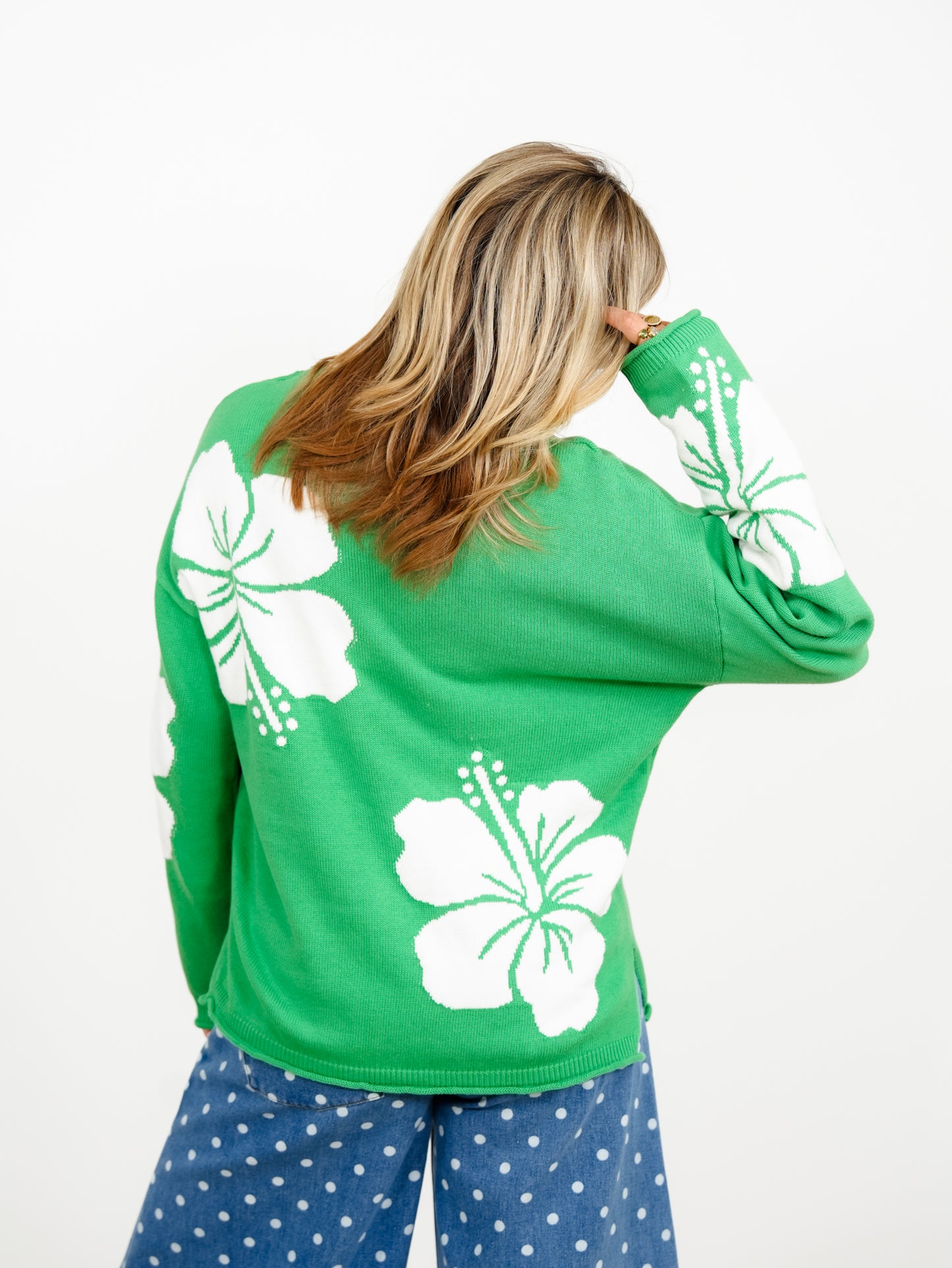 Hibiscus Floral Long Sleeve Pullover Sweater