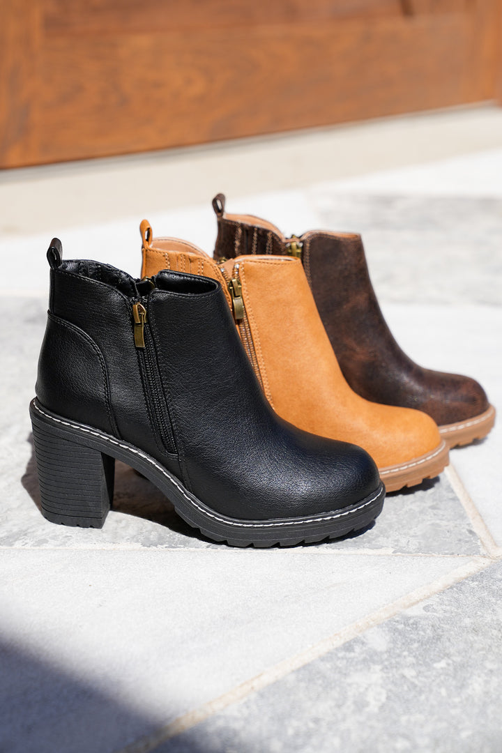 Corky's "Rocky Top" Block Heel Ankle Bootie with Side Zip