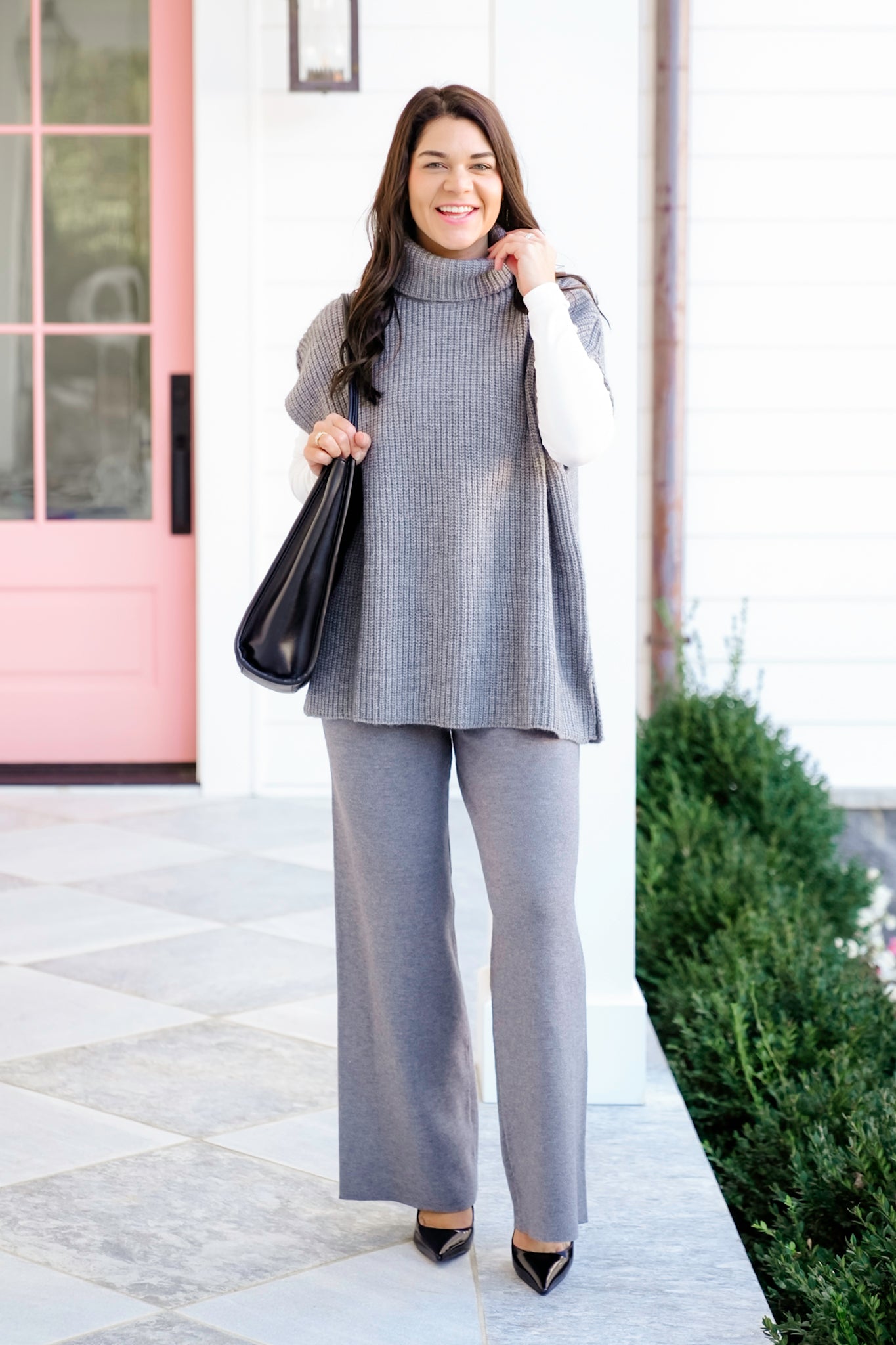 Sleeveless Turtle Neck Sweater and Pants Set