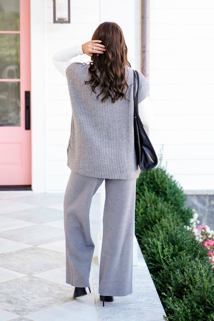 Sleeveless Turtle Neck Sweater and Pants Set