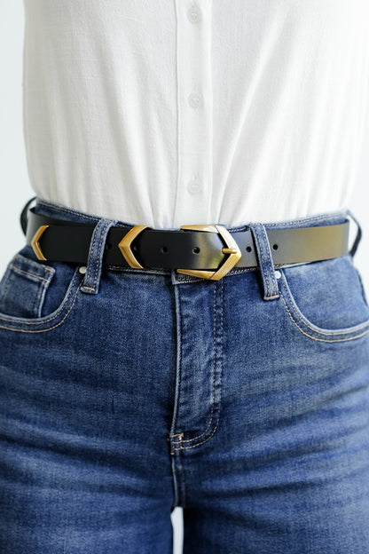 Angular Chevron Buckle Leather Belt