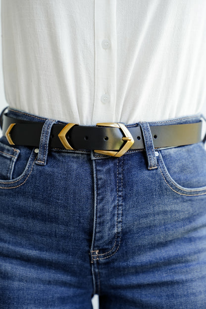 Angular Chevron Buckle Leather Belt