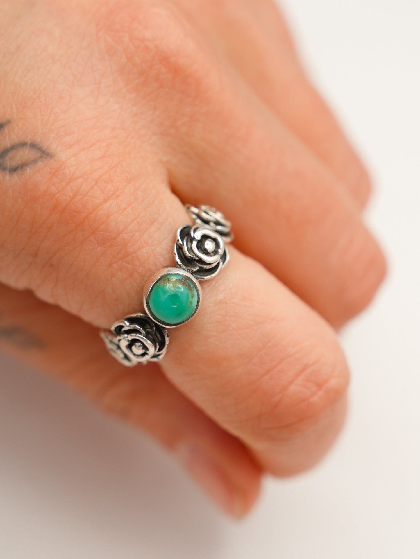 BOHO SOL Silver and Turquoise Multi Rose Stacker Ring
