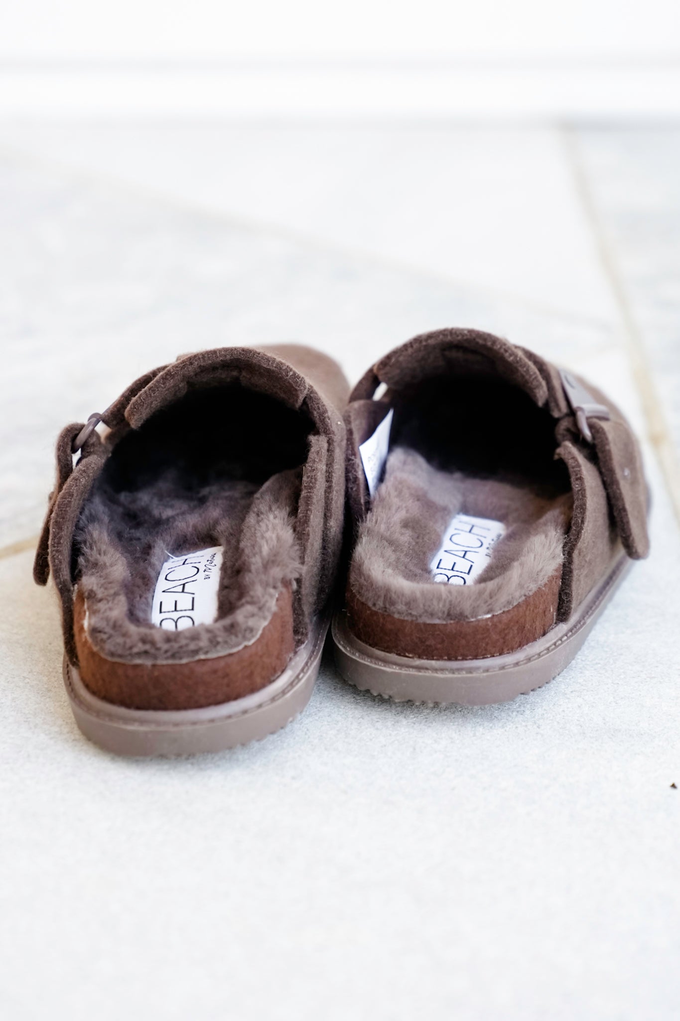 Cozy Felt Slip On Clog with Adjustable Strap