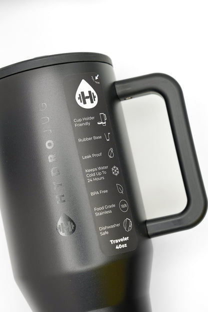 Black HydroJug 40 oz Traveler Tumbler