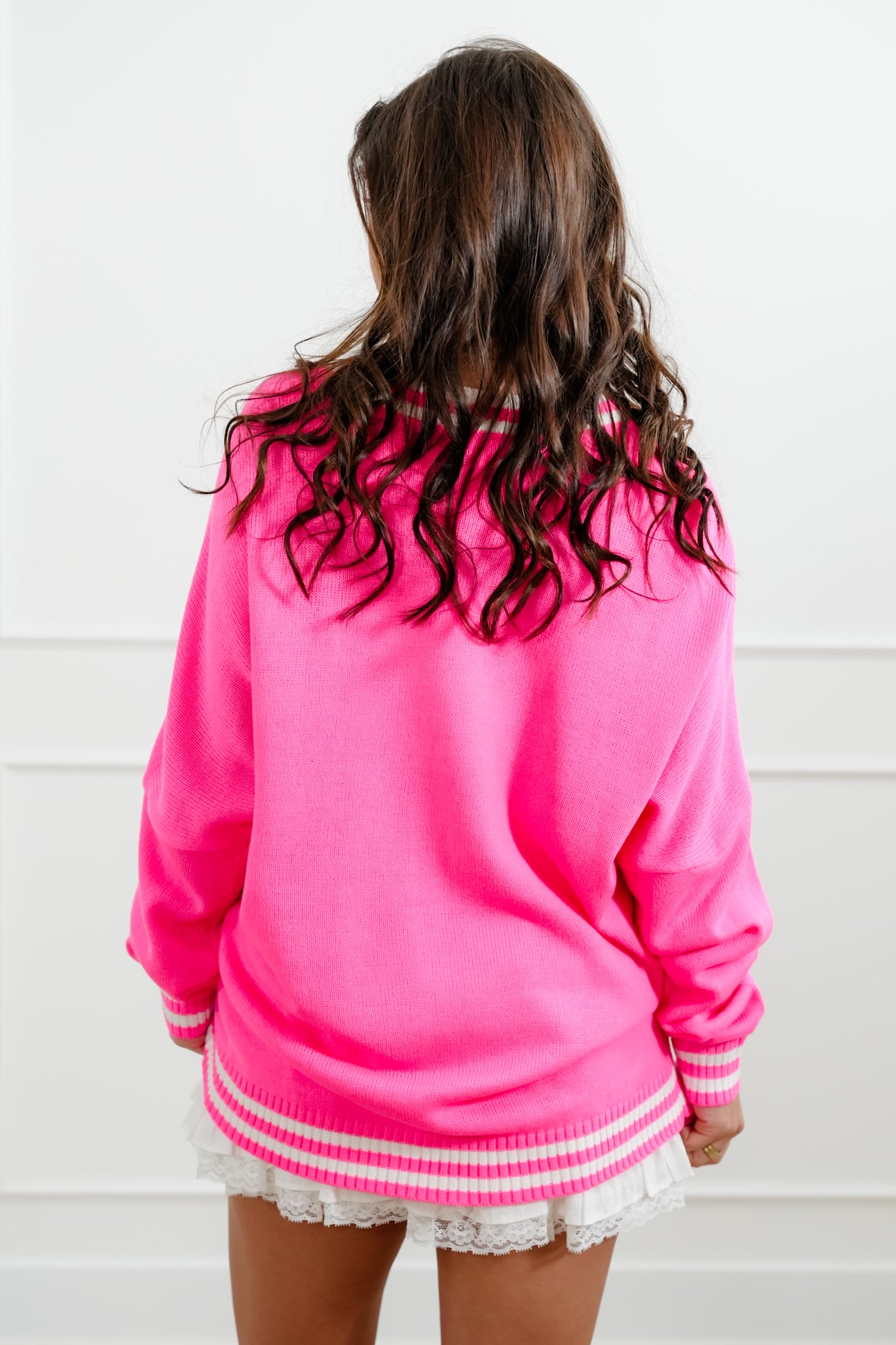 Plus/Reg Sequin Heart Patch Long Sleeve Button Down Cardigan