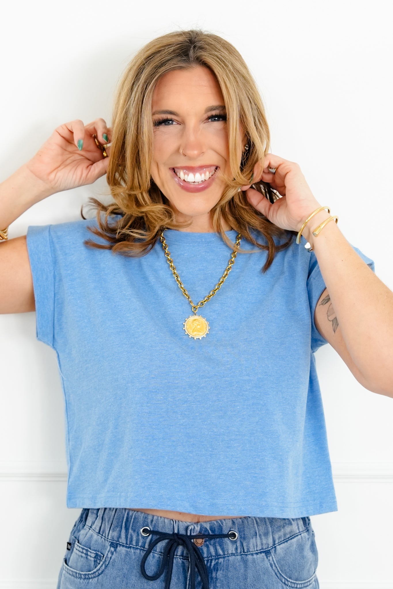 Door Buster! Zenana Cotton Folded Sleeve Top