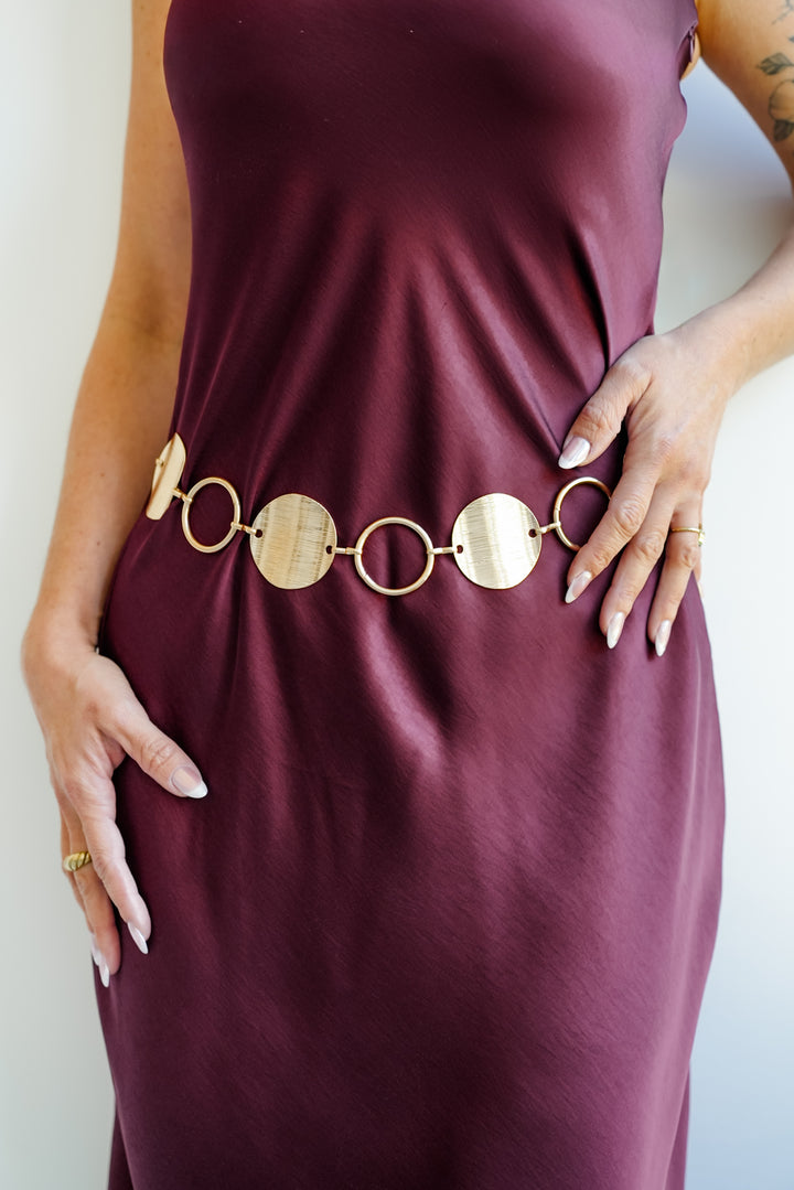 Wide Gold Circle Chain Link Belt