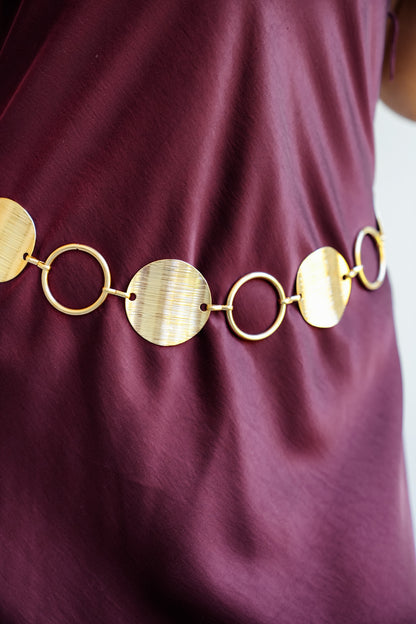 Wide Gold Circle Chain Link Belt