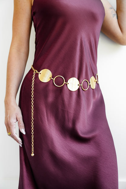 Wide Gold Circle Chain Link Belt