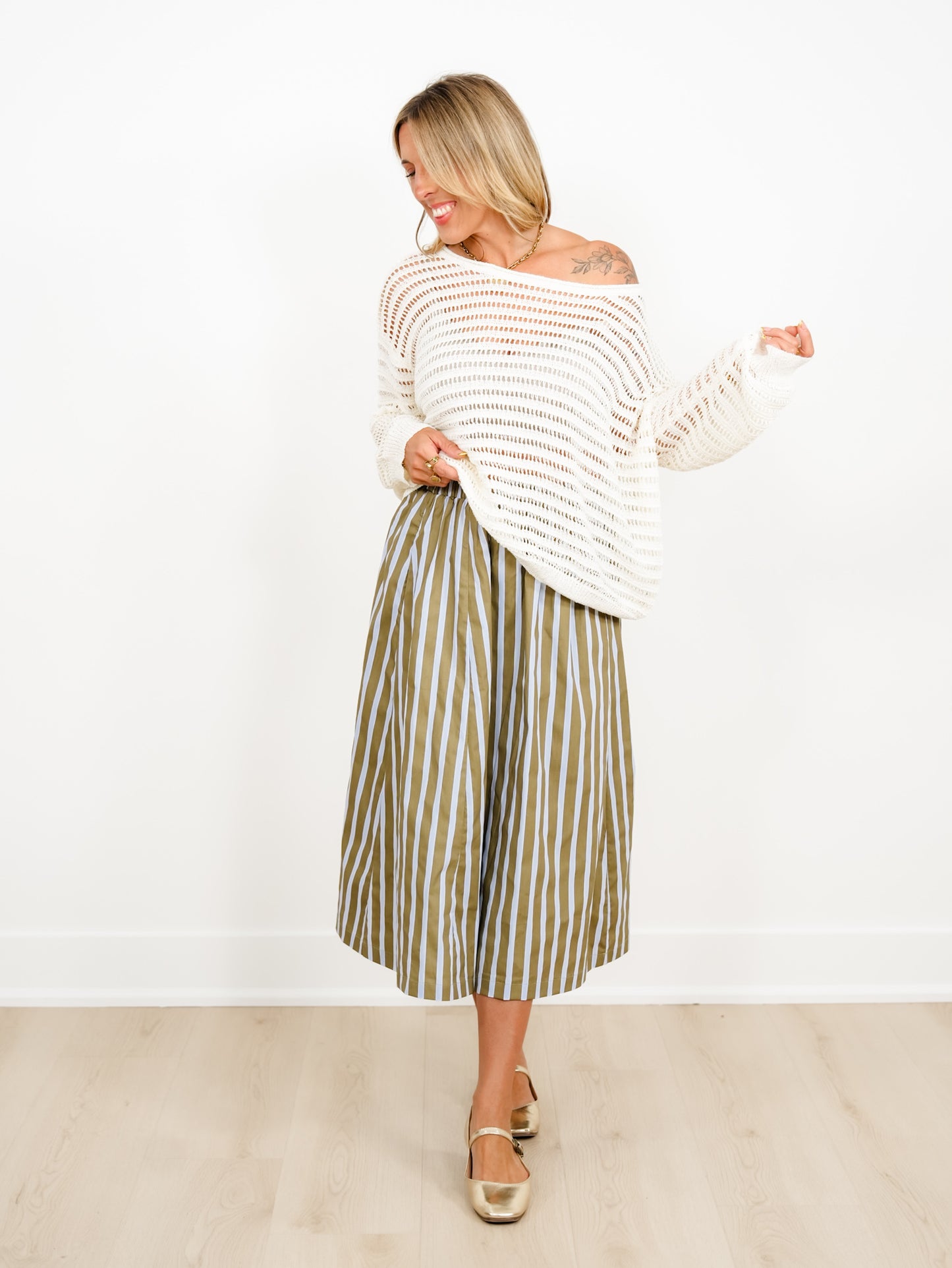 Loose Knit Long Sleeve BoatNeck Top