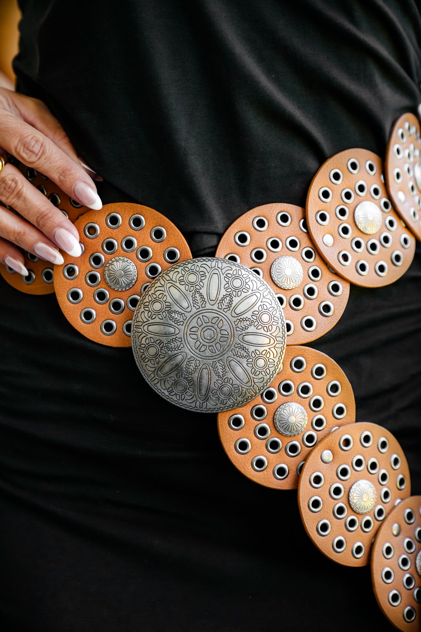 Wide Western Circle Belt with Grommets