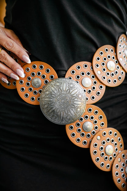 Wide Western Circle Belt with Grommets