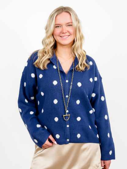 Polka Dot Long Sleeve Button Down Cardigan - Freckled Poppy
