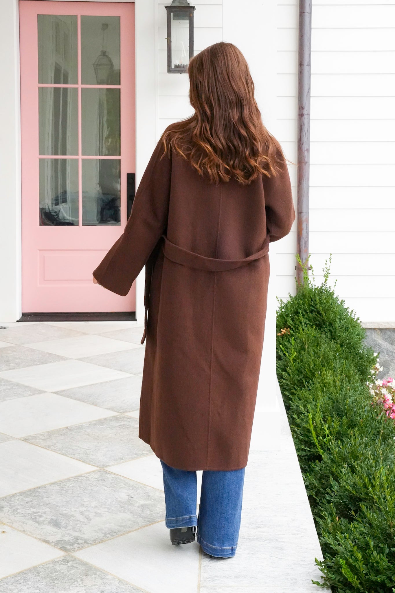 Brown Long Sleeve Tie At the Waist Coat