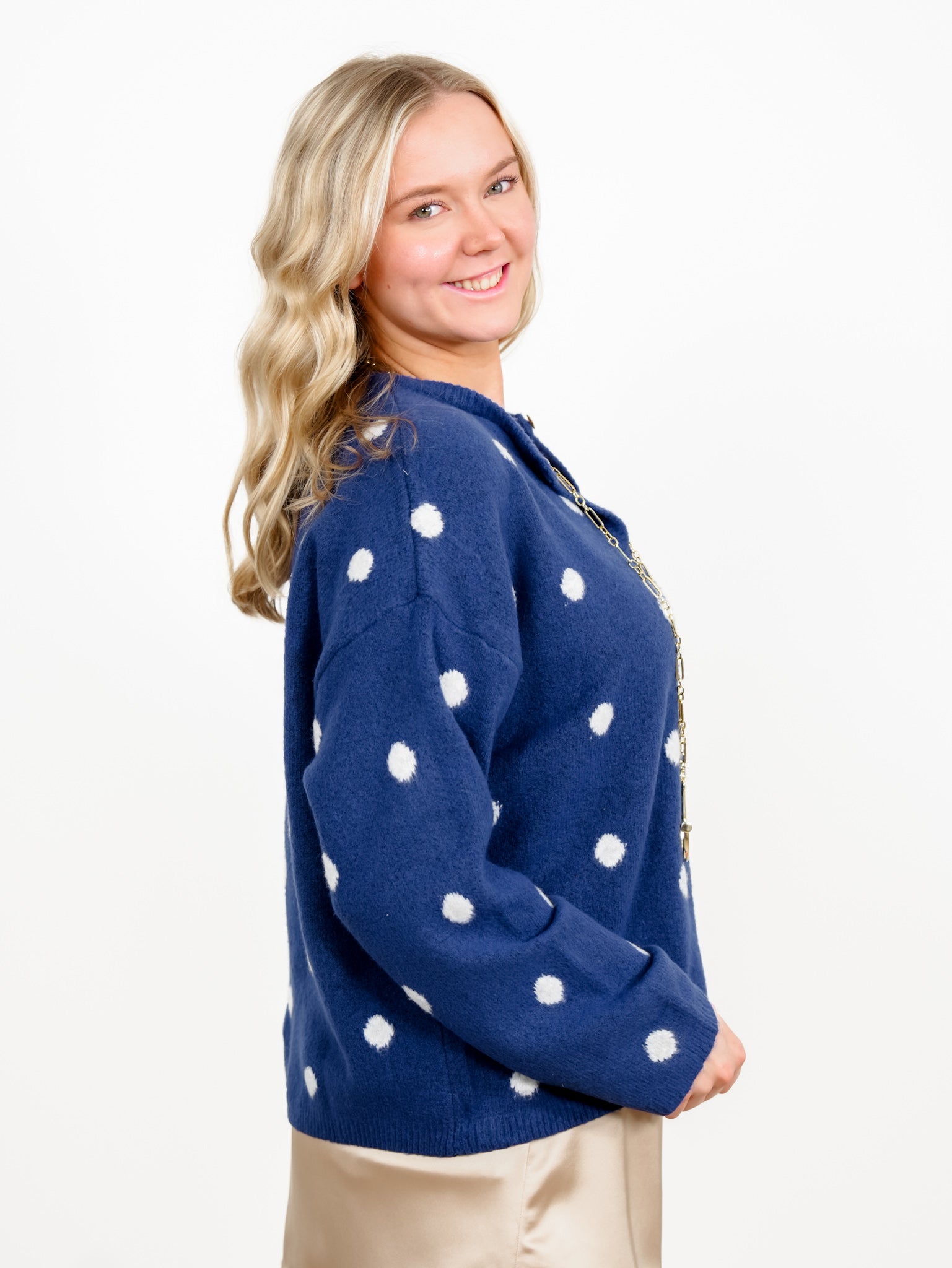 Polka Dot Long Sleeve Button Down Cardigan - Freckled Poppy