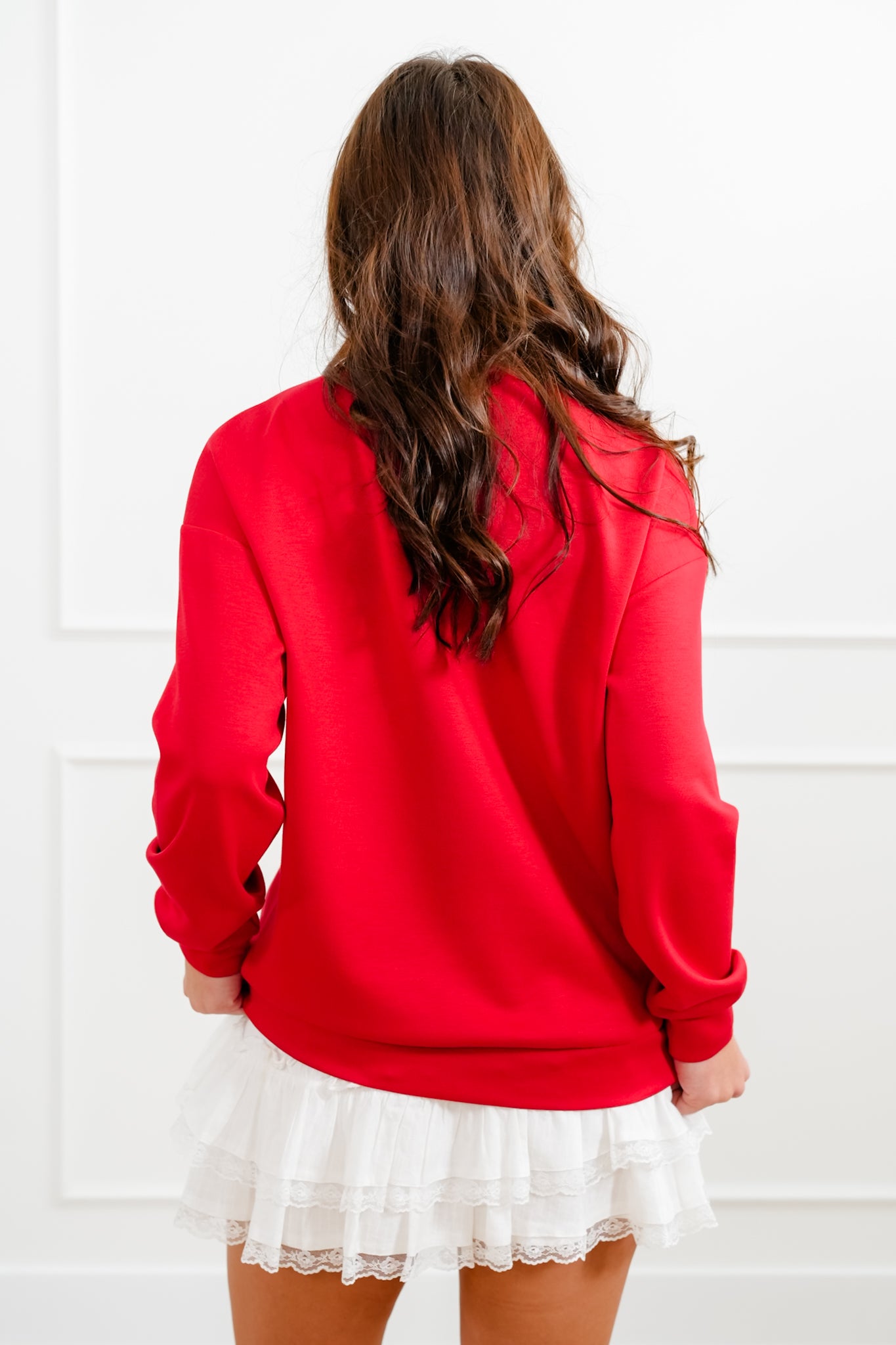 Plus/Reg Gingham Heart Long Sleeve Pullover Top