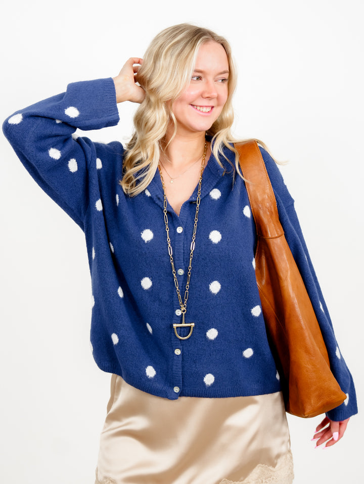 Polka Dot Long Sleeve Button Down Cardigan - Freckled Poppy