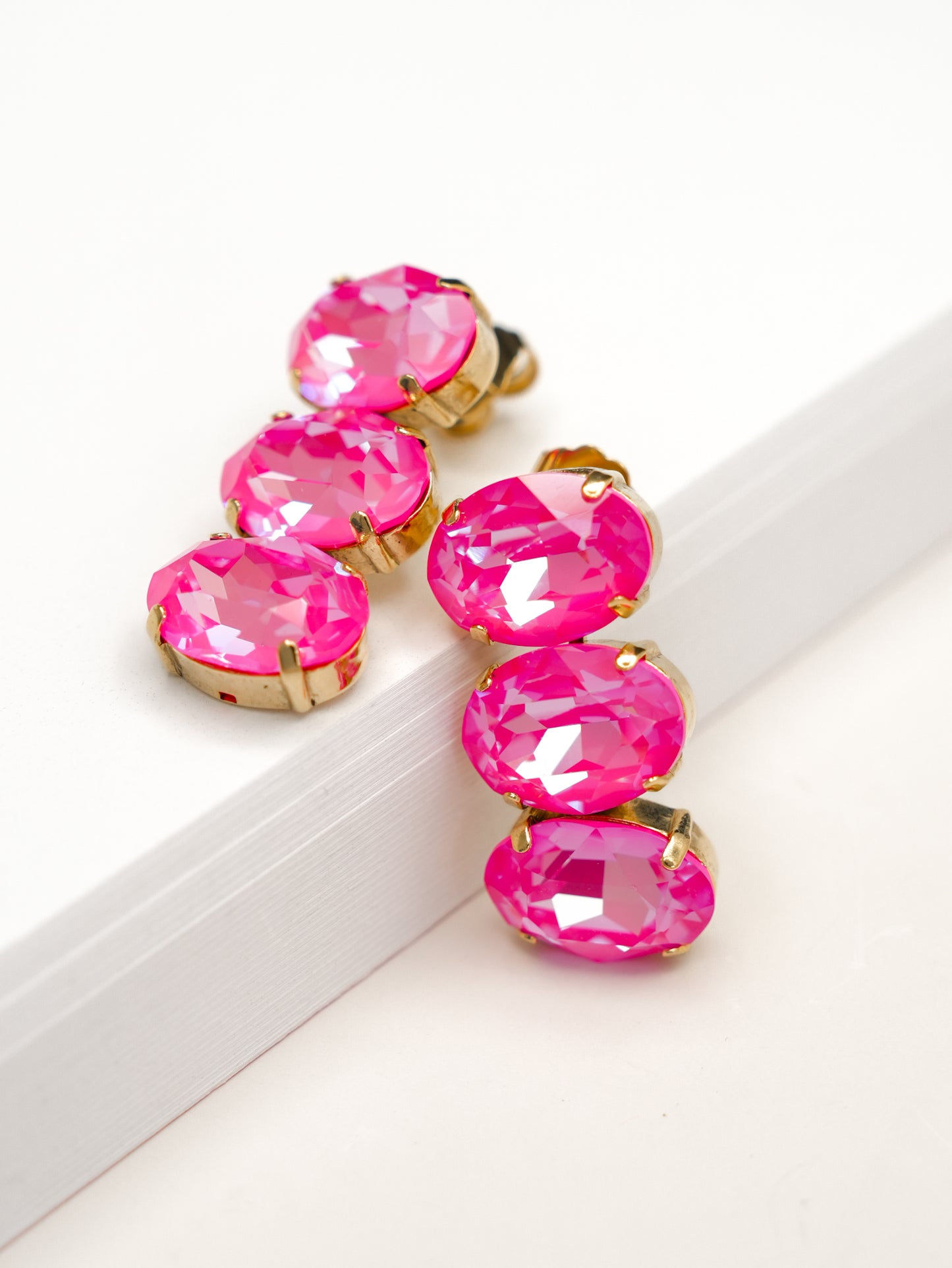 TOVA Hazel Pink Crystal Drop Earrings