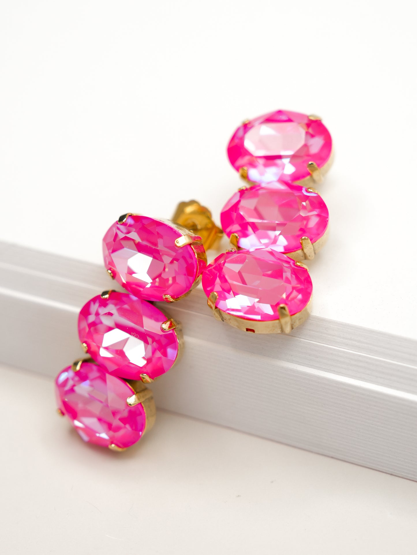 TOVA Hazel Pink Crystal Drop Earrings