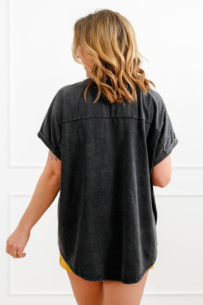 Short Dolman Sleeve Tinsel " Mardi Gras" Top with Sequin Detail