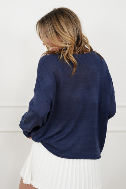 Long Sleeve American Flag Pullover Sweater