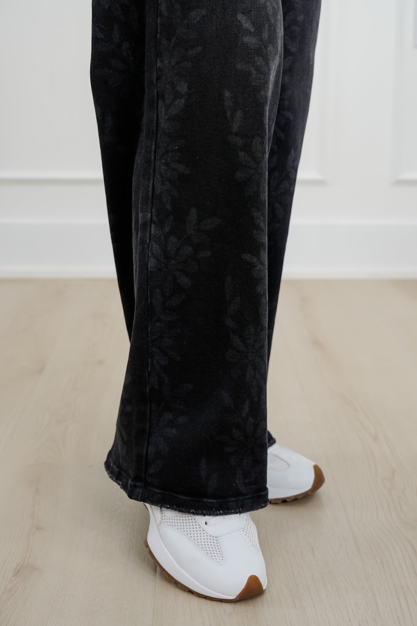 Daisy Print High Waist Wide Leg Jeans