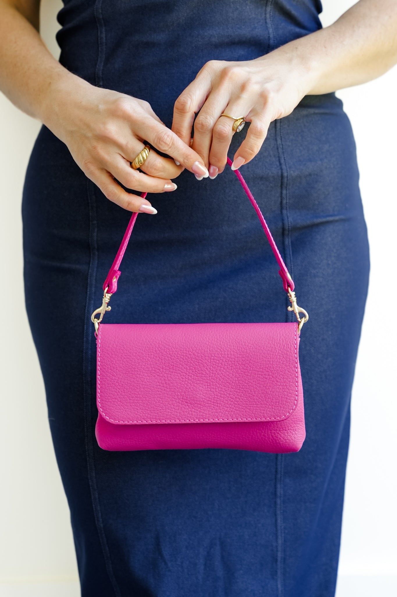 Genuine Italian Leather Crossbody Clutch