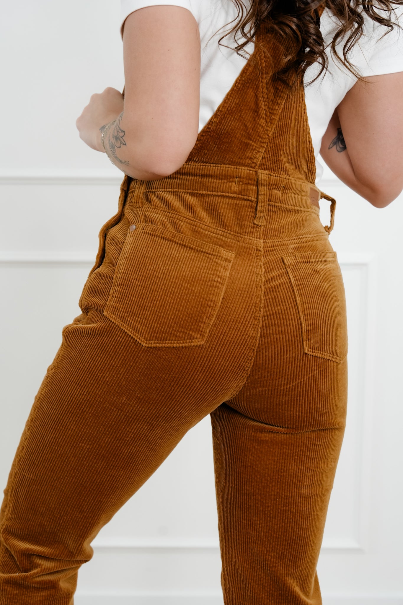 Judy Blue High Rise Camel Corduroy Straight Leg Overalls