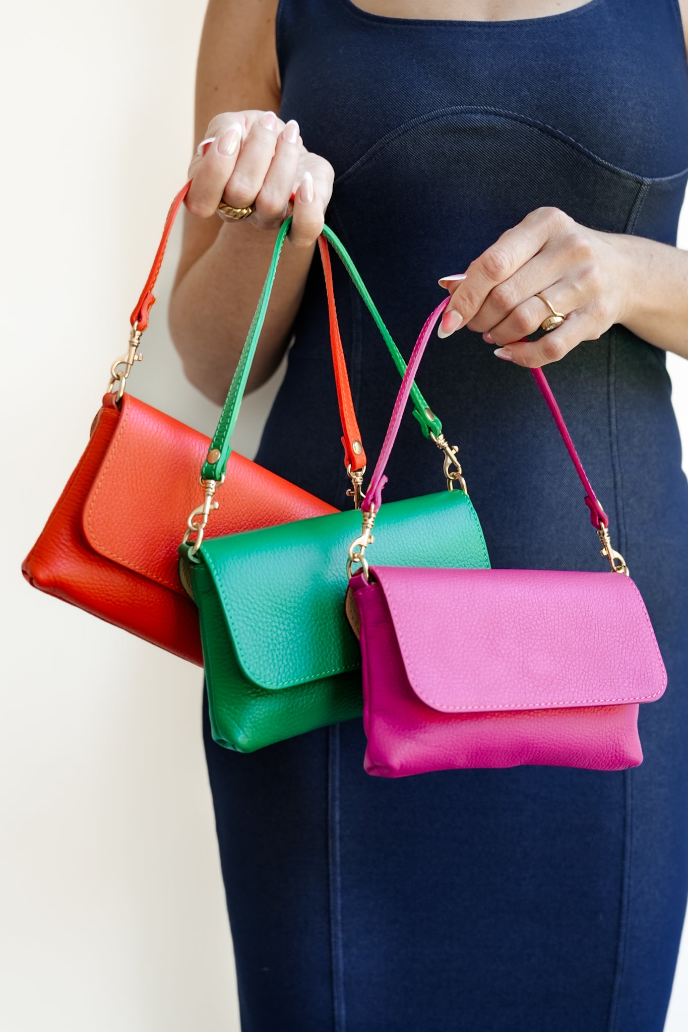 Genuine Italian Leather Crossbody Clutch