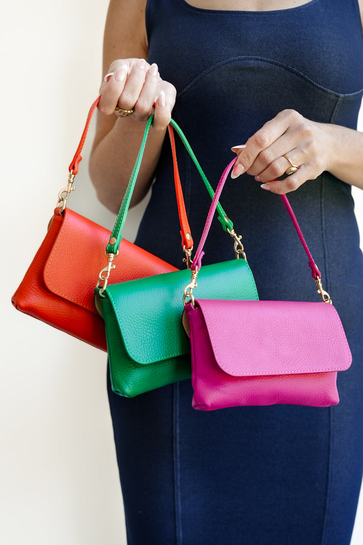 Genuine Italian Leather Crossbody Clutch