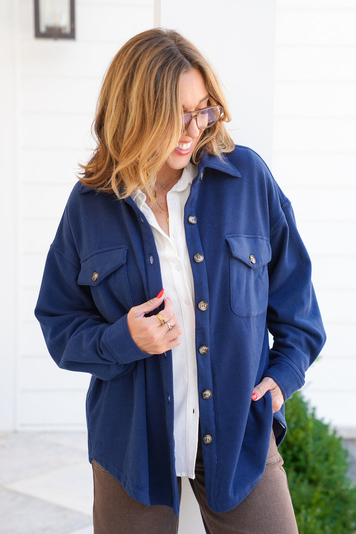 Long Sleeve Button Down Knit Shacket