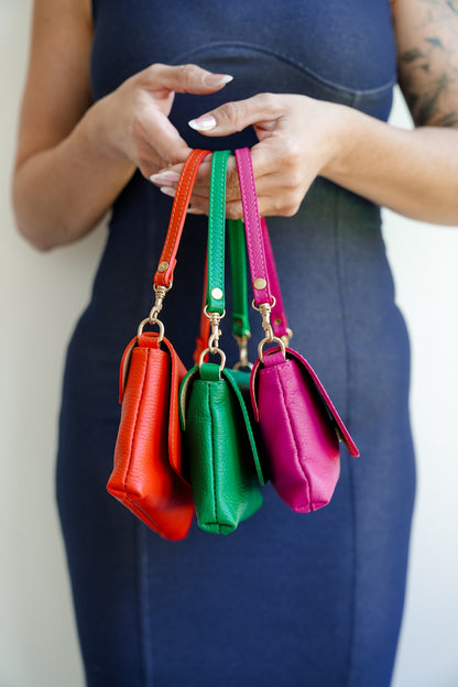 Genuine Italian Leather Crossbody Clutch