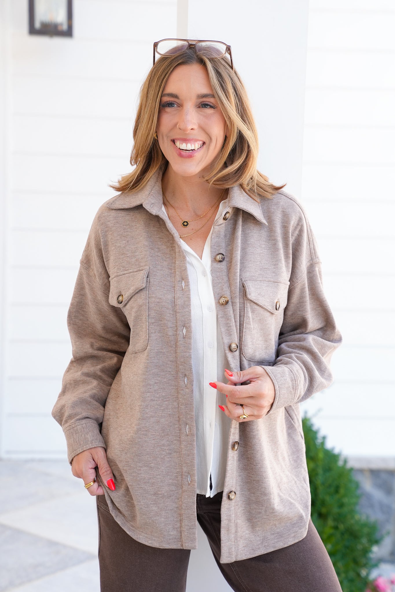 Long Sleeve Button Down Knit Shacket