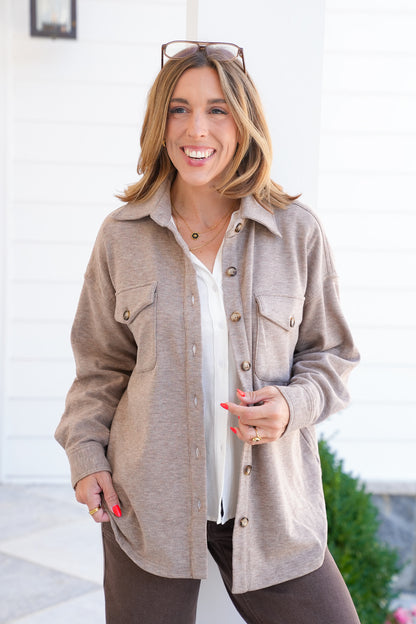 Long Sleeve Button Down Knit Shacket