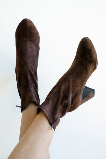 MIA Sleek Vegan Suede Block Heel Ankle Boot