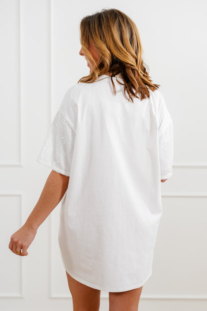 Sequin Mardi Gras Short Sleeve Tee Shirt Dress