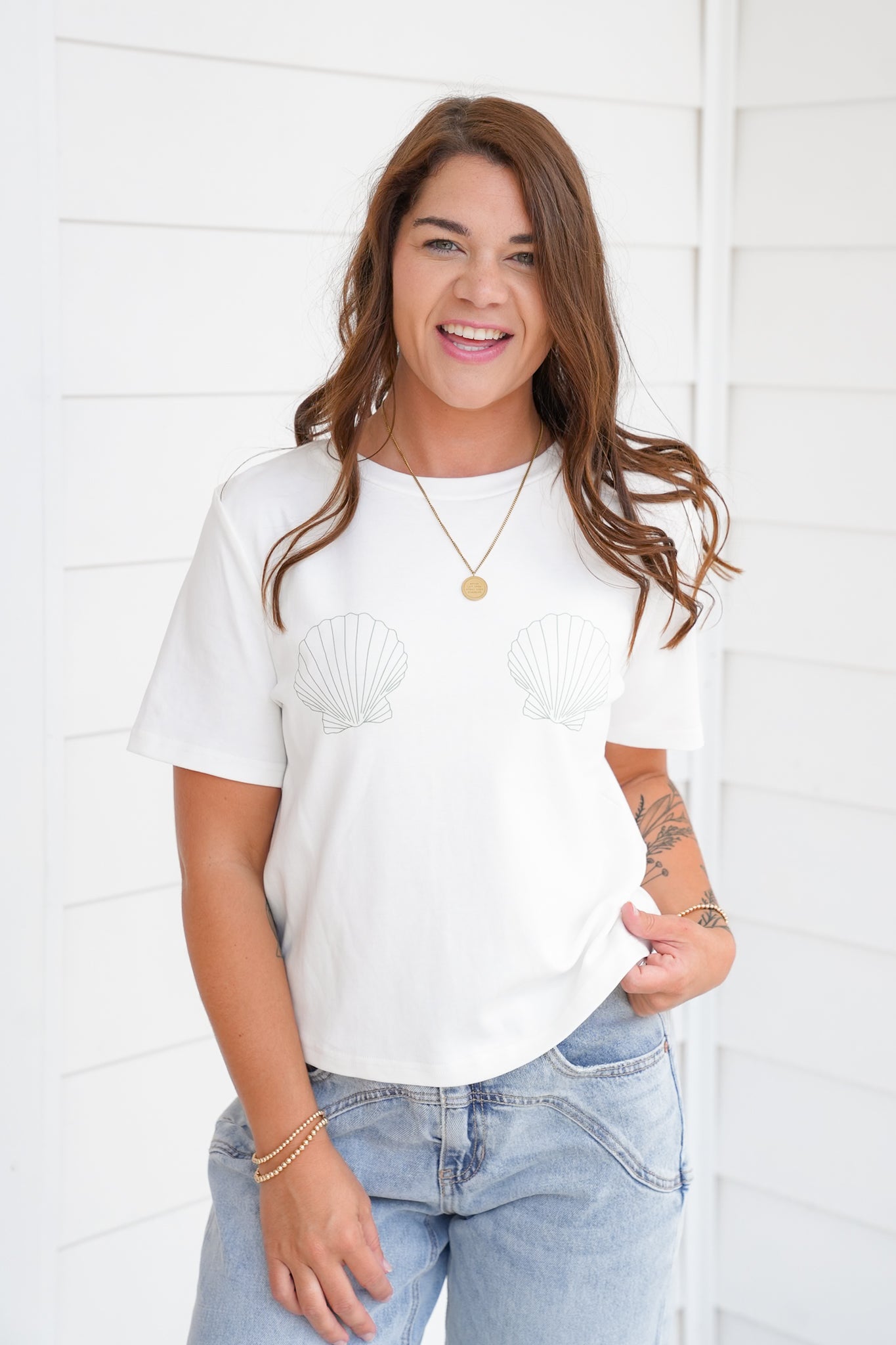 Seashell Print Short Sleeve Tee