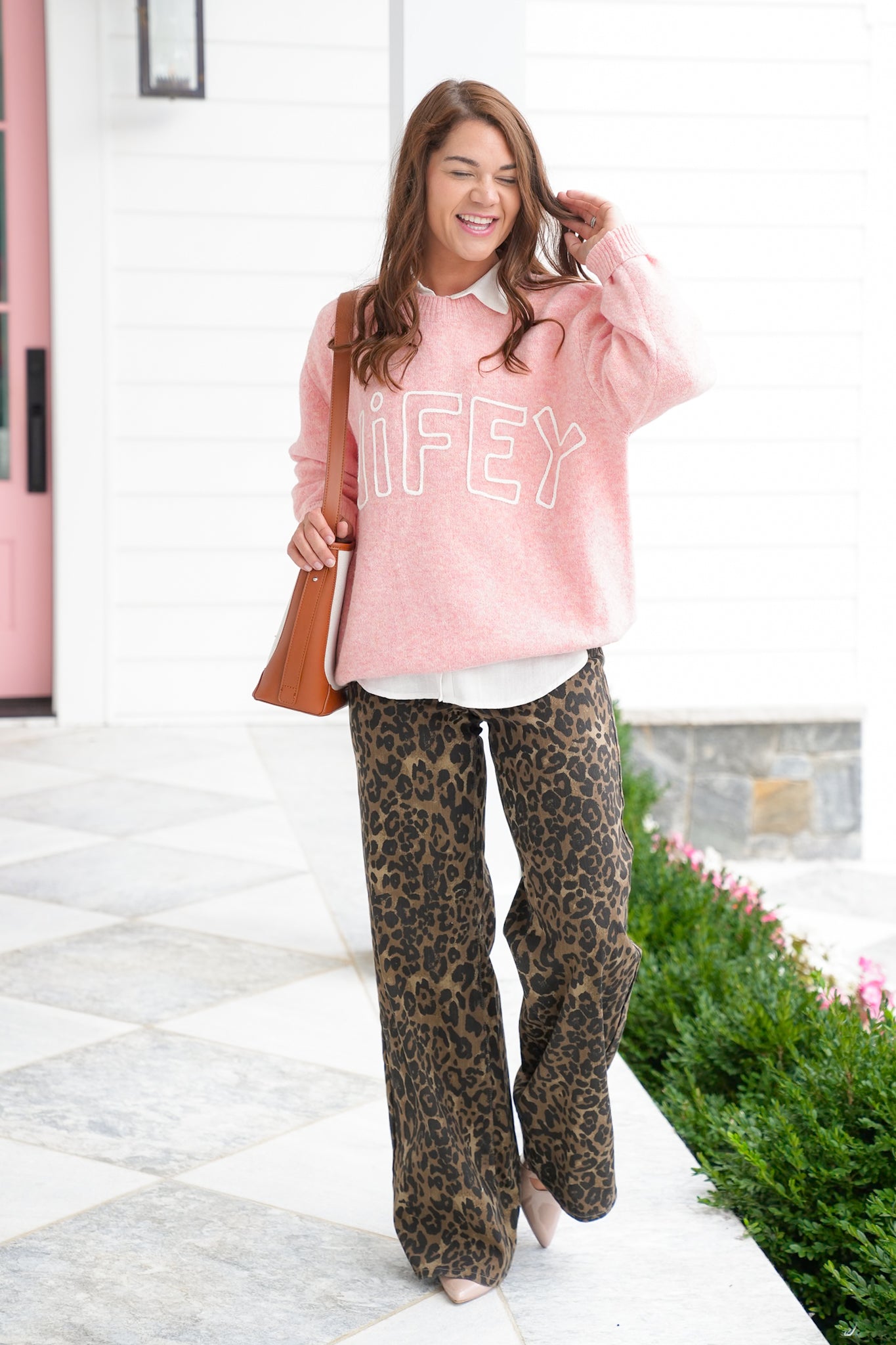 Long Sleeve Embroidered "Wifey" Pullover Sweater