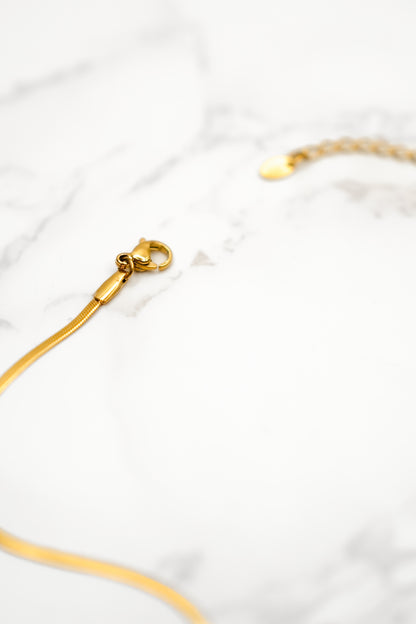 Waterproof Gold Micro Herringbone Necklace