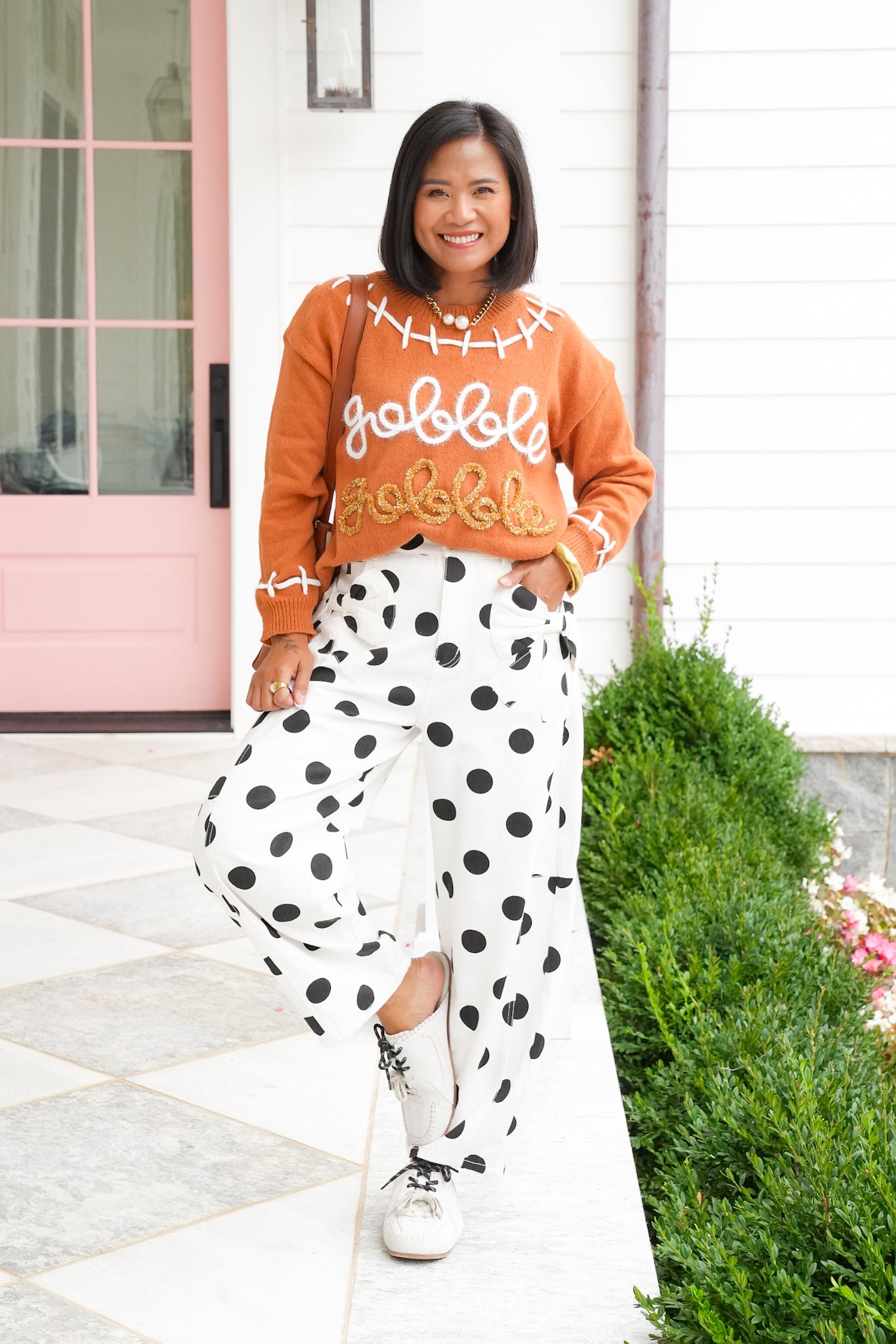 Long Sleeve "Gobble Gobble" Tinsel Pullover Sweater