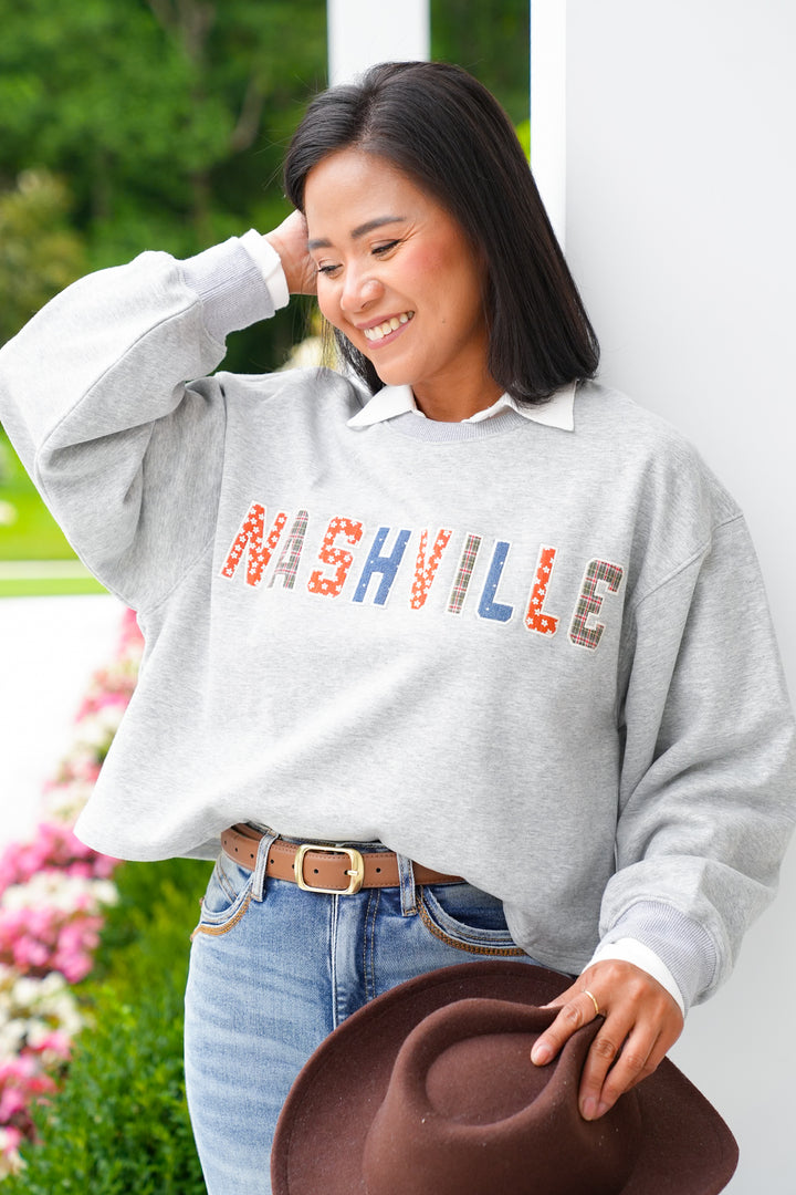 Long Sleeve "Nashville" Crew Neck Pullover Top