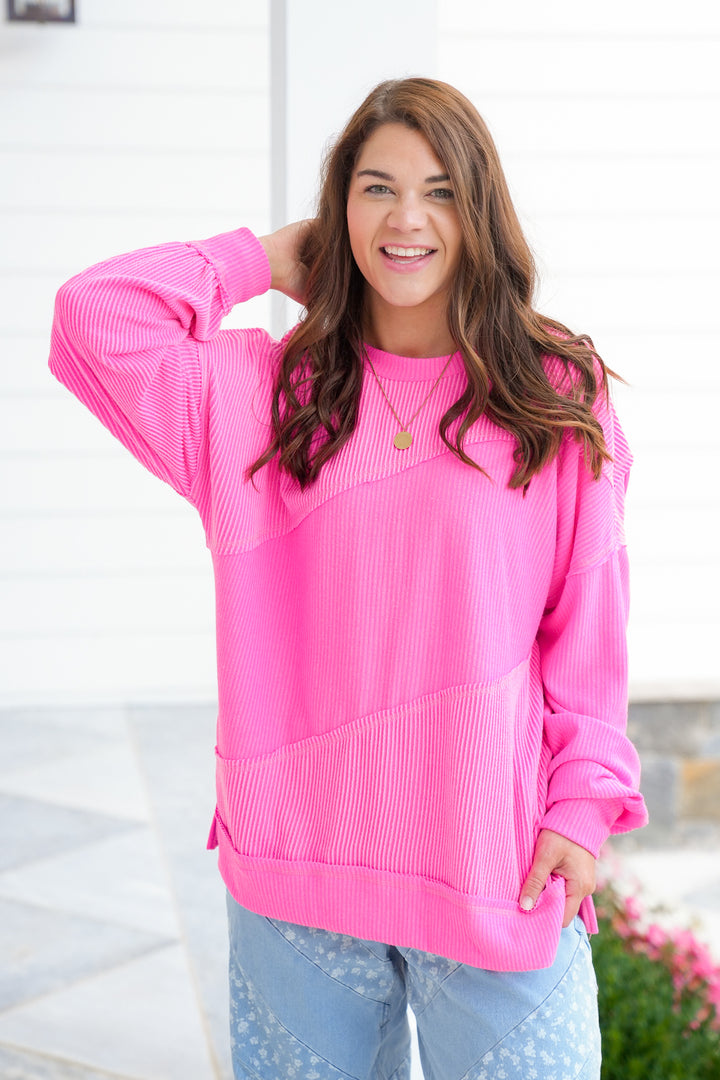 Plus/Reg Urban Ribbed Long Sleeve Round Neck Top