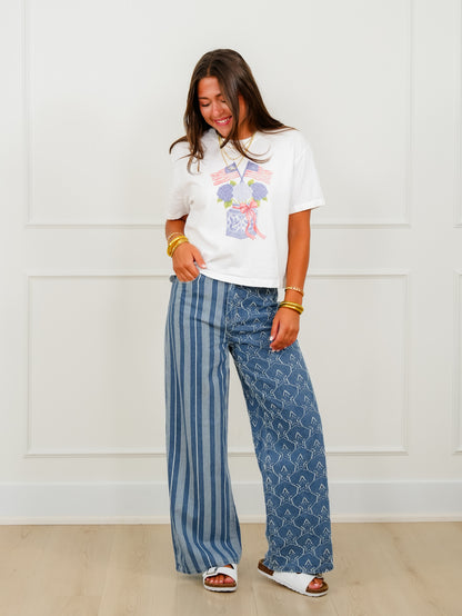 Plus/Reg Short Sleeve Patriotic Floral Graphic Tee