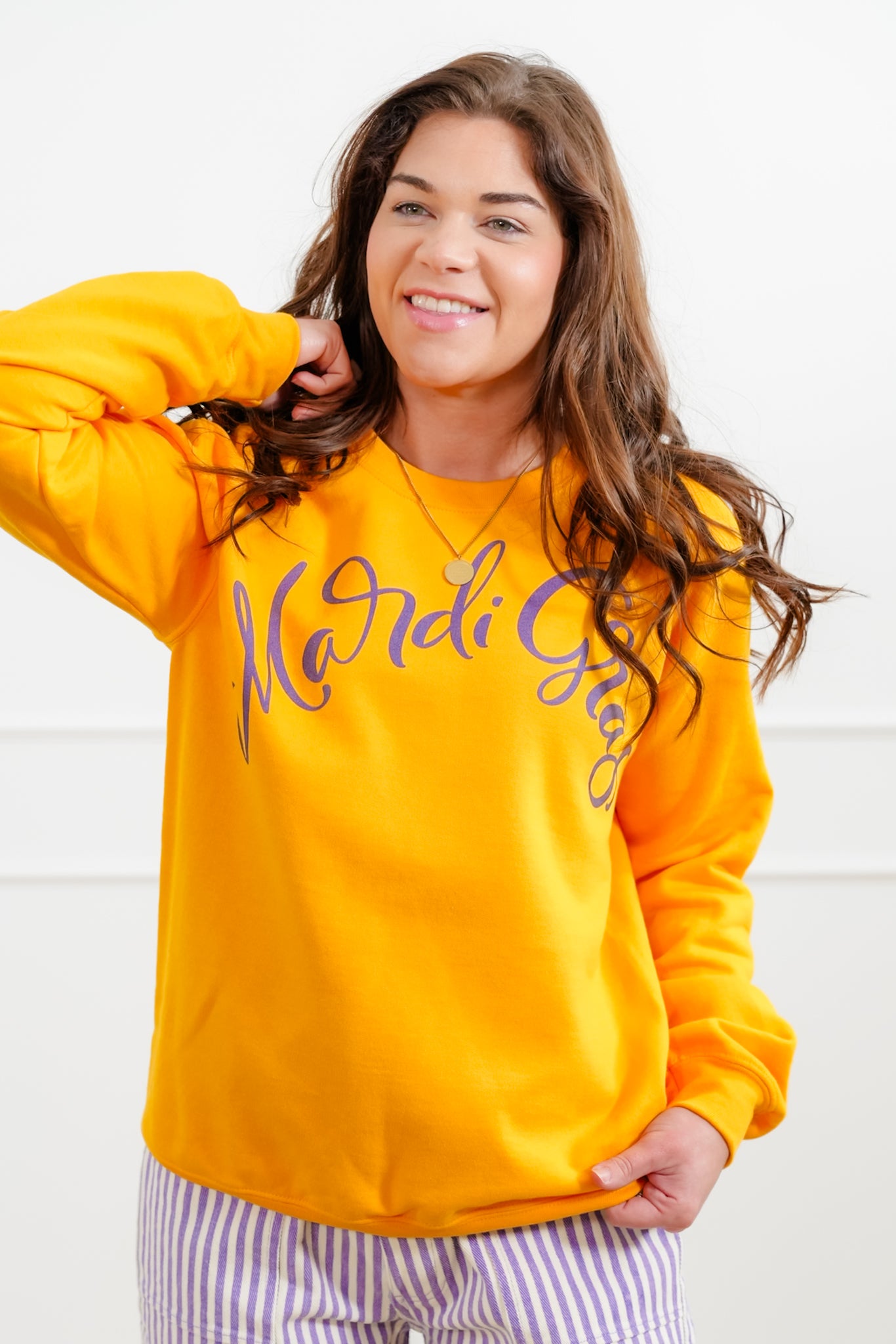 Plus/Reg Long Sleeve "Mardi Gras" Graphic Sweatshirt