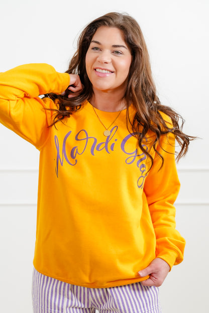 Plus/Reg Long Sleeve "Mardi Gras" Graphic Sweatshirt
