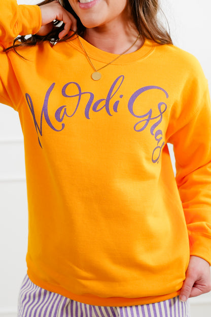 Plus/Reg Long Sleeve "Mardi Gras" Graphic Sweatshirt