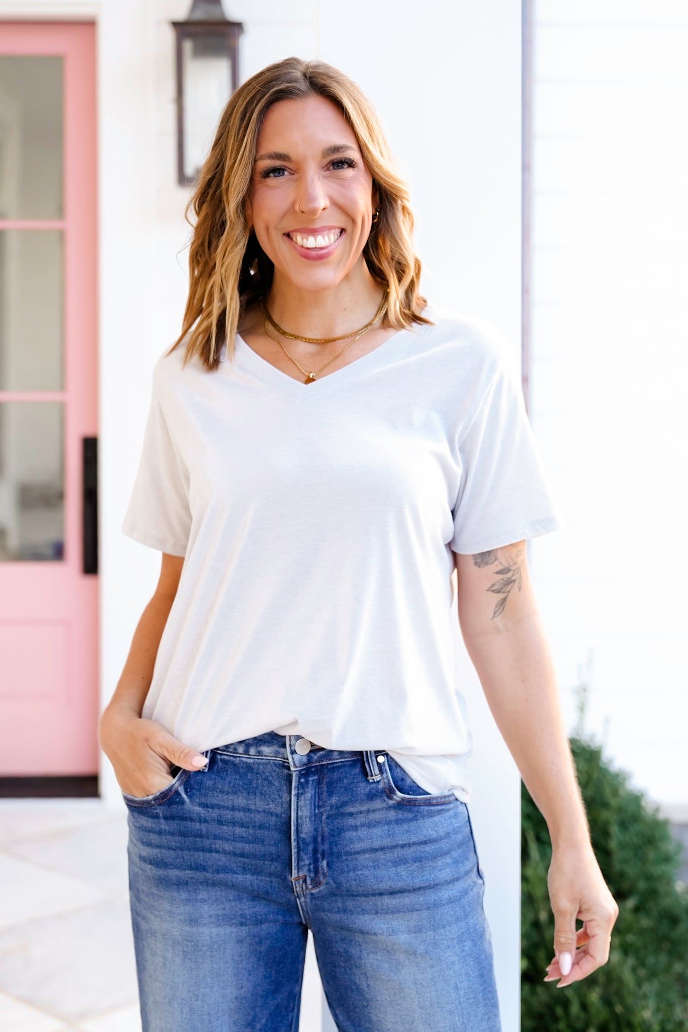 Door Buster! Plus/Reg Zenana Cotton Short Sleeve V Neck Tee