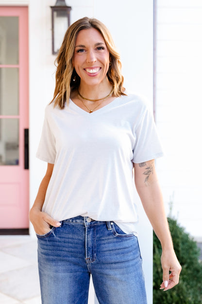 Door Buster! Plus/Reg Zenana Cotton Short Sleeve V Neck Tee